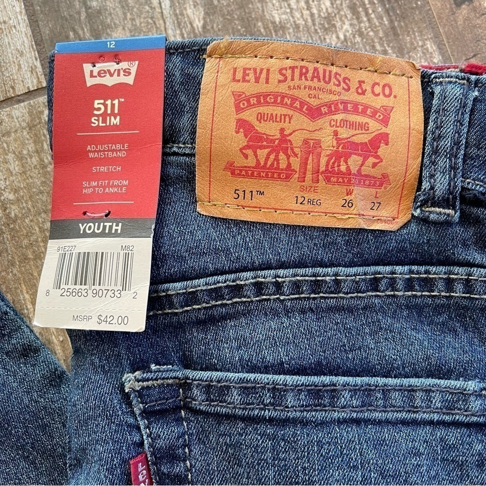Levi’s youth 511 slim medium rinse jeans boys size 12 - Picture 7 of 10